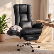 Hawsaiy Cross Legged Office Chair with Flip Armrests，Big and Tall Executive Office Chair, 135° Reclining Criss Cross Chair with Footrest & Lumbar Pillow