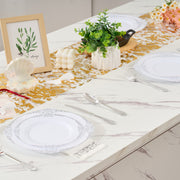 Hawsaiy 350PCS Gold Disposable Dinnerware Set for 50 Guests, Lace Design Plastic Plate Sets, Gold Silverware, Cups & Napkins – Party Supplies for Weddings, Birthdays, Holidays