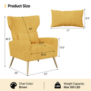 Nalupatio Velvet Fabric Upholstered Reading Comfy Mid Century Modern Armchair with Metal Legs and Spring Support, Accent Chair for Living Room,Beige