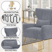 Hawsaiy Mid Century Modern Velvet Accent Chair Set of 1/2, High Back Armchair with Metal Legs, Upholstered Comfy Chair for Living Room and Bedroom