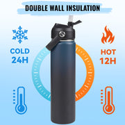 Hawsaiy 24oz Stainless Steel Water Bottles, Double Wall with Straw Lid, BPA-Free, Leakproof, for Travel & School, Multicolor
