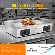Kerilyn 29’ Commercial Electric Griddle, 3200W Countertop Flat Top Griddle, Teppanyaki Stainless Steel Griddle, Adjustable Temperature Control 122°F-572°F (NO PLUG), 2 Shovels