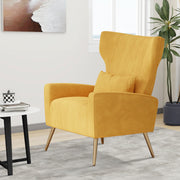 Nalupatio Velvet Fabric Upholstered Reading Comfy Mid Century Modern Armchair with Metal Legs and Spring Support, Accent Chair for Living Room,Beige