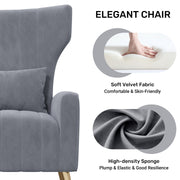 Hawsaiy Mid Century Modern Velvet Accent Chair Set of 1/2, High Back Armchair with Metal Legs, Upholstered Comfy Chair for Living Room and Bedroom