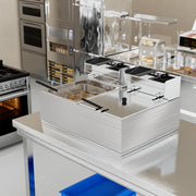 Hawsaiy Electric Deep Fryer with Baskets & Lids, Commercial Deep Fryer with Temperature Control, Stainless Steel Fryer, Countertop Fryers for Home Kitchen and Restaurant, 2500W