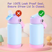 Hawsaiy 12oz Kids Insulated Water Bottle with Straw Lid, Leak-Proof Stainless Steel BPA-Free for School Boys and Girls