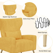 Nalupatio Velvet Fabric Upholstered Reading Comfy Mid Century Modern Armchair with Metal Legs and Spring Support, Accent Chair for Living Room,Beige