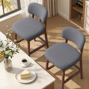 Hawsaiy Counter Height Bar Stools Set of 2/4, Mid Century Modern Boucle Barstools with Solid Wood Frame, Upholstered Kitchen Island Stools with Backrest & Footrest