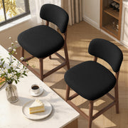 Hawsaiy Counter Height Bar Stools Set of 2/4, Mid Century Modern Boucle Barstools with Solid Wood Frame, Upholstered Kitchen Island Stools with Backrest & Footrest