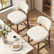 Hawsaiy Counter Height Bar Stools Set of 2/4, Mid Century Modern Boucle Barstools with Solid Wood Frame, Upholstered Kitchen Island Stools with Backrest & Footrest