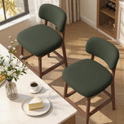 Hawsaiy Counter Height Bar Stools Set of 2/4, Mid Century Modern Boucle Barstools with Solid Wood Frame, Upholstered Kitchen Island Stools with Backrest & Footrest