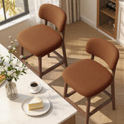 Hawsaiy Counter Height Bar Stools Set of 2/4, Mid Century Modern Boucle Barstools with Solid Wood Frame, Upholstered Kitchen Island Stools with Backrest & Footrest