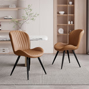 Hawsaiy Modern Dining Room Chairs Set of 2/4/6, Upholstered Kitchen Dinner Chair Fabric and Curved Backrest Kitchen Chairs Dark Grey