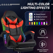 Hawsaiy Gaming Chair with LED Lights and Lumbar Support, Faux Leather High Back PC Gaming Chair