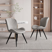 Hawsaiy Modern Dining Room Chairs Set of 2/4/6, Upholstered Kitchen Dinner Chair Fabric and Curved Backrest Kitchen Chairs Dark Grey