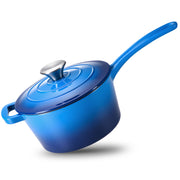 Hawsaiy 2 QT Cast Iron Sauce Pan with Lid, Enameled Cast Iron Saucepan with Solid Stainless Steel Knob, Even Heating & Self-Basting, Oven Safe up to 500℉, Compatible with All Stovetops