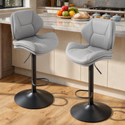 Hawsaiy Swivel Bar Stools Set of 2/4, Adjustable Height Faux Leather Bar Stools with Back, Double-Layer Upholstered Counter Height Bar Chairs for Kitchen Island
