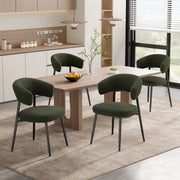 Hawsaiy Dining Chairs Set of 2/4/6, Mid Century Modern Boucle Upholstered Dining Chairs with Curved Backrest, Kitchen Dining Room Chairs with Black Metal Legs