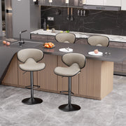 Nalupatio Bar Stools Set of 2, Faux Leather Bar Stools with Back, Chic Swivel Counter Stools with Footrest, Adjustable Kitchen Stools for Kitchen and Bars, Black