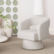 Nalupatio Swivel Barrel Accent Chair, Linen Fabric Upholstered Armchair with Wood Frame & Spring Support,Modern Comfy Lounge Sofa Chair with Round Back for Reading Living Room Bedroom,Beige