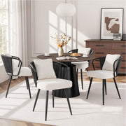Hawsaiy Rattan Dining Chairs Set of 2, Upholstered Cane Back Kitchen Chairs with Metal Legs & Throw Pillow, Mid Century Modern Farmhouse Dining Room Chairs