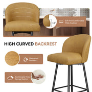 Nalupatio Counter Height Bar Stools Set of 2,360° Swivel Barstools with High Back and Metal Legs,26