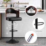 Nalupatio PU Leather Upholstered Barstools with Wooden Backrest Set of 2/4