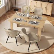 Hawsaiy Extendable Dining Table Set for 4, Shell Back Upholstered Dining Chairs, Farmhouse Kitchen Dining Room Set, Hidden Leaf Dining Table Seats 6-8