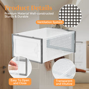 Hawsaiy 12 Pieces Transparent Acrylic Patchwork Shoe Box, Easy Installation, Stackable Ventilated Shoe Cabinet, Suitable for Shoe Storage, Sturdy and Durable