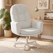 Hawsaiy Criss Cross Office Chair with Flip-Up Arms, Ergonomic Cross Legged Desk Chair, PU Leather Executive Computer Chair, 135° Reclining Plush Cushion, Pet-Friendly
