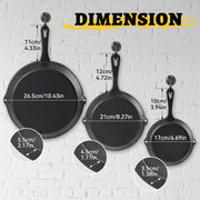 Hawsaiy 3 pcs Cast Iron Skillet Set, Pre-Seasoned Frying Pans with Single Handle, 6