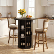 Hawsaiy Round Bar Table with Storage, 31.5