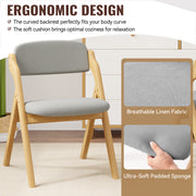 HawsaiyFolding Chairs with Cushion,Wooden Stackable Dining Chairs Set of 2 with Padded Seats,Removable Cushion Cover Comfortable Backrest Lounge Chair for Kitchen Home Office Picnic