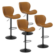 Nalupatio Swivel Bar Stools Set of 2,PU Leather Upholstered Barstools with Back & Footrest, Seat Adjustable Height 22.2-31IN Counter Height Bar Chairs for Bar Kitchen Island,Whiskey Brown