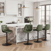 Hawsaiy Bar Stools Set of 2/4, Adjustable Swivel Counter Height Bar Stools with Back, Upholstered Modern Barstools with Diamond Stitching