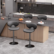 Nalupatio Bar Stools Set of 2, Faux Leather Bar Stools with Back, Chic Swivel Counter Stools with Footrest, Adjustable Kitchen Stools for Kitchen and Bars, Black