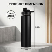 Hawsaiy 24 oz Insulated Stainless Steel Water Bottle with Handle, Leak-Proof Lid & Wide Mouth, Double Wall Vacuum, BPA Free, Keeps Cold & Hot