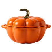 Hawsaiy 4.5 QT Pumpkin Shaped Cast Iron Dutch Oven, 360° Uniform Heating, Enameled Cast Iron Pot with Lid, Suitable for Most Stoves, Festive Cookware