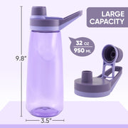Hawsaiy 32oz Clear Plastic Leak-Proof Water Bottle,BPA-Free