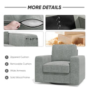 Hawsaiy Swivel Accent Chair, Cozy Linen Reading Chair for Adults, Comfy Single Sofa Chair with Extra Wide Armrests, Mid-Century Modern Arm Chair for Living Room, Bedroom, Office