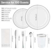 Hawsaiy 700 Pieces Gold/Silver Disposable Plastic Plates for 1000 Guests