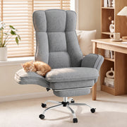 Hawsaiy Cross Legged Office Chair with Flip Armrests，Big and Tall Executive Office Chair, 135° Reclining Criss Cross Chair with Footrest & Lumbar Pillow