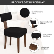 Hawsaiy Upholstered Dining Chairs Set of 2, Mid Century Modern Dining Room Chairs Kitchen Chairs Linen Fabric and Curved Backrest