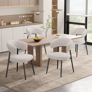 Hawsaiy Dining Chairs Set of 2/4/6, Mid Century Modern Boucle Upholstered Dining Chairs with Curved Backrest, Kitchen Dining Room Chairs with Black Metal Legs