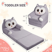 Hawsaiy Kids Sofa 2-in-1 Foldable Armchair with Liner Filler Cute Cartoon Lazy Sofa Bed for Living Room or Bedroom