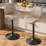 Hawsaiy Swivel Bar Stools Set of 2/4, Adjustable Height Faux Leather Bar Stools with Back, Double-Layer Upholstered Counter Height Bar Chairs for Kitchen Island