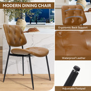 Hawsaiy Dining Chairs Set of 2, Mid Century Modern Upholstered PU Leather Kitchen Dining Room Accent Chairs with Metal Legs,Bentwood Cushion Seat for Living Room,Bedrooms