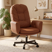 Hawsaiy Criss Cross Office Chair with Flip-Up Arms, Ergonomic Cross Legged Desk Chair, PU Leather Executive Computer Chair, 135° Reclining Plush Cushion, Pet-Friendly