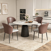 Hawsaiy Faux Leather Dining Chairs Set of 2/4/6, Modern Curved Back Upholstered Kitchen Side Chairs with Metal Legs