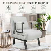 Nalupatio Versatile Convertible Armchair Sofa with Pillow - Foldable, Linen/Fabric, Steel Frame for Home & Office Use,